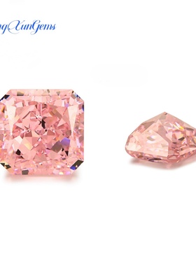 正方倒角冰花切浅粉色锆石 梧州人造宝石CZ爆闪9A高碳钻裸石