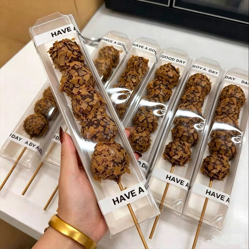 巧克力冷萃酸奶糖葫芦包装盒薄脆拉丝麻薯干噎冰糖葫芦长条打包盒