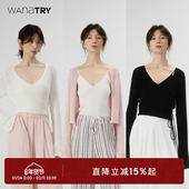 薄款 wana 上衣 新款 简约时髦百搭休闲女款 tryV领显瘦针织开衫 春季