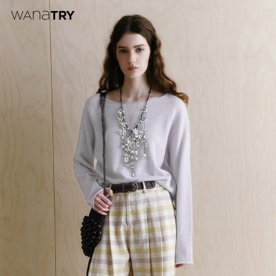 wanatry羊毛软糯一字领毛衣早秋