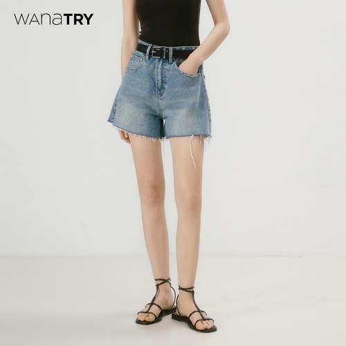 wanatry高级感高腰牛仔短裤
