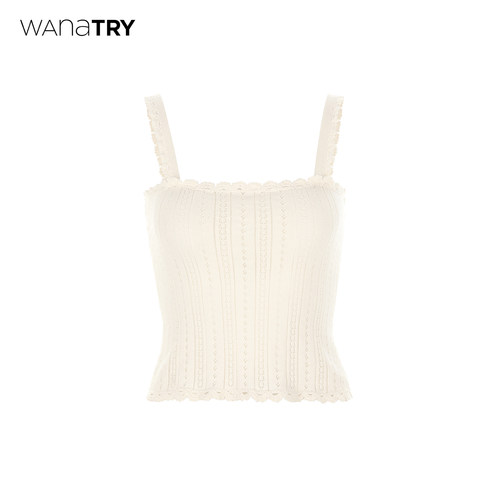 wanatry手工钩针花边打底背心