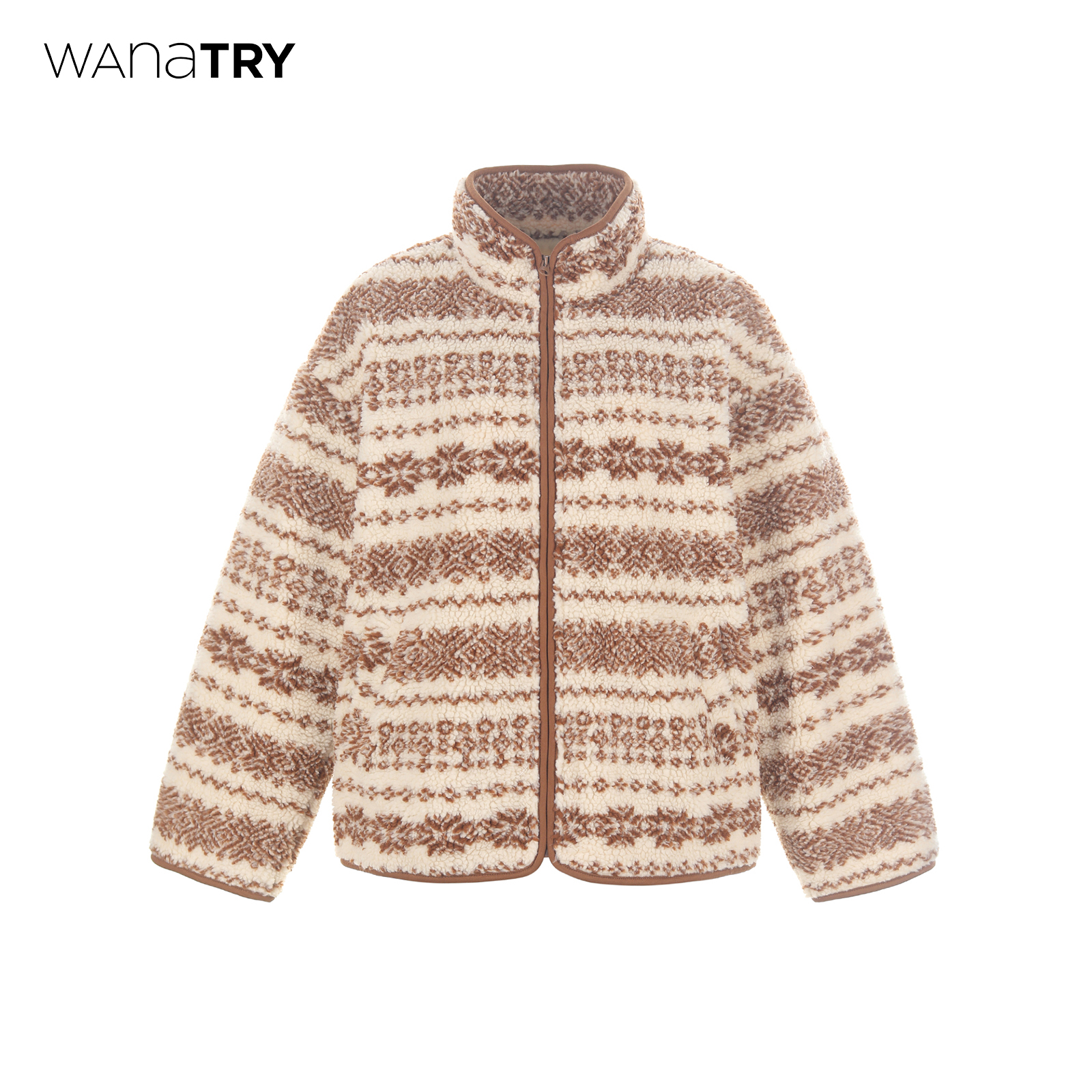 wanatry费尔岛立领拉链短外套