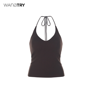 显瘦舒适简约百搭女 新款 wana try柔软亲肤挂脖吊带背心含胸垫春季