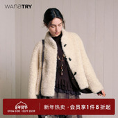 try100%绵羊毛复合皮毛一体外套冬季 新款 短款 wana 毛毛上衣女装