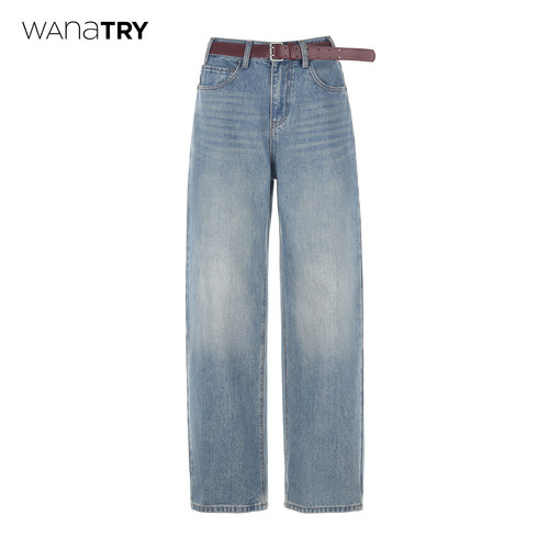 wanatry纯棉法式显瘦牛仔法棍裤