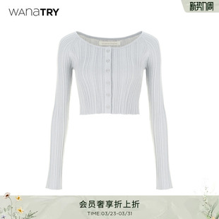 薄开衫 韩系简约显瘦简约长袖 秋季 新款 上衣 wana 女款 try坑条针织衫