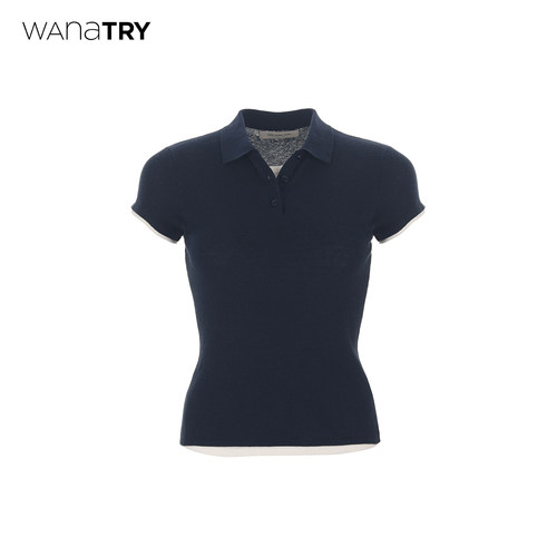 wanatry纯棉智感假两件针织衫
