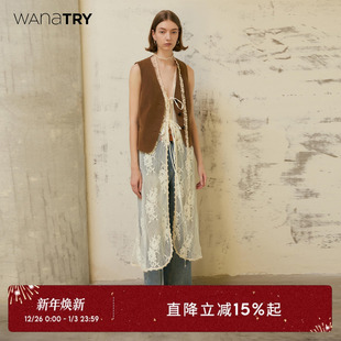 长裙叠穿神器早秋新款 try蕾丝连衣裙马甲式 wana 女 明星同款