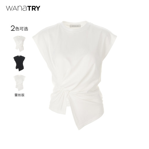 wanatry无袖超显瘦纸片人T恤