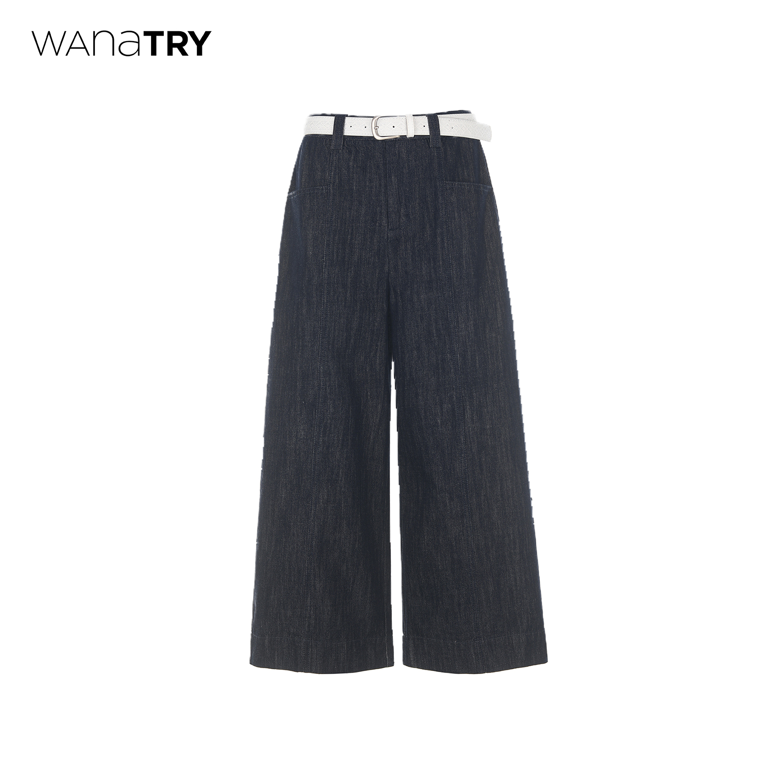 wanatry深蓝色小个子九分牛仔裤