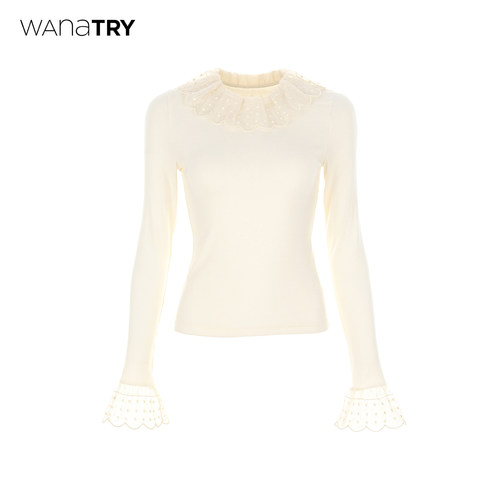 wanatry刺绣花边领口宫廷感打底