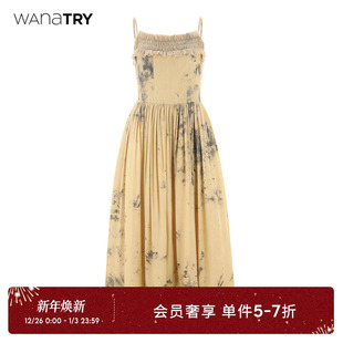 高级感显瘦背心长裙 连衣裙子女夏季 wana try草木染印花重工无袖
