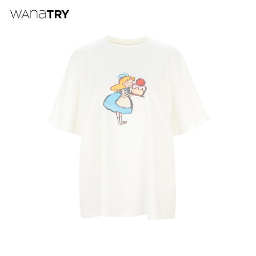 wanatry白色童话可爱风百搭T恤