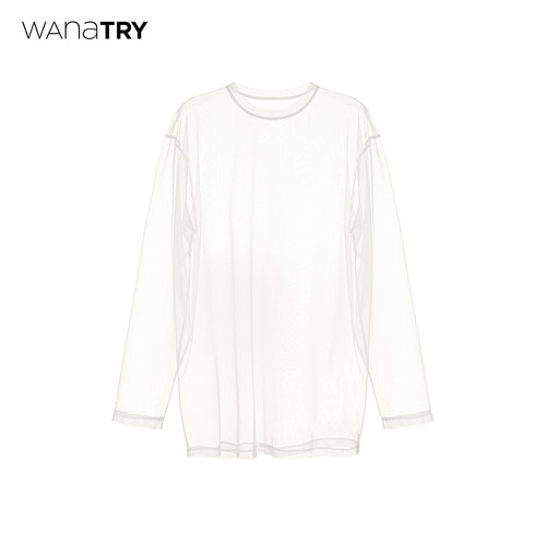 wanatry超清透网纱百搭打底上衣