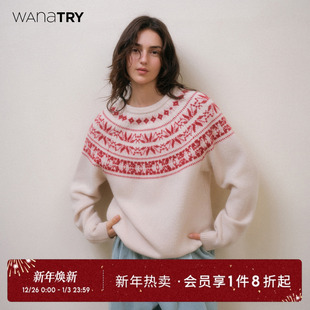 针织衫 wana 百搭女装 新款 try羊毛费尔岛复古感软糯上衣2025冬季
