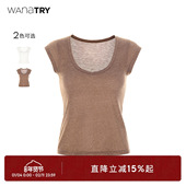 短袖 wana 新款 休闲百搭女款 tryU型法式 超显瘦T恤2025夏季