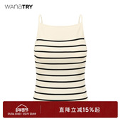 明星同款 wana try条纹吊带无袖 上衣法式 简约甜酷小背心上衣