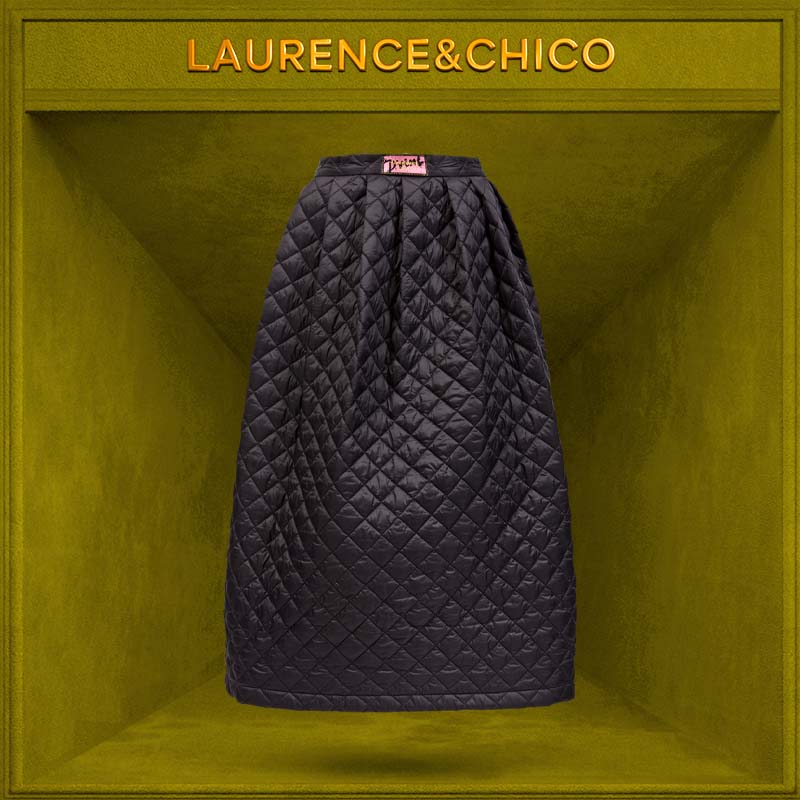 【秋冬新品】LC花花幼稚园菱格夹棉半裙，黑色