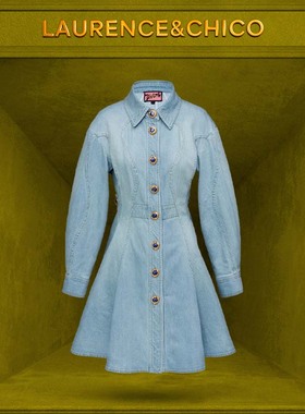 LC灵蛇扣水洗牛仔解构风衣，瓦松绿