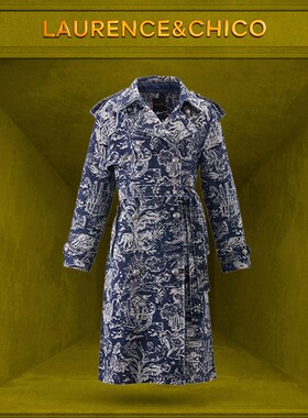 LC天中花园牛仔风衣收腰长款设计师款秋冬外套