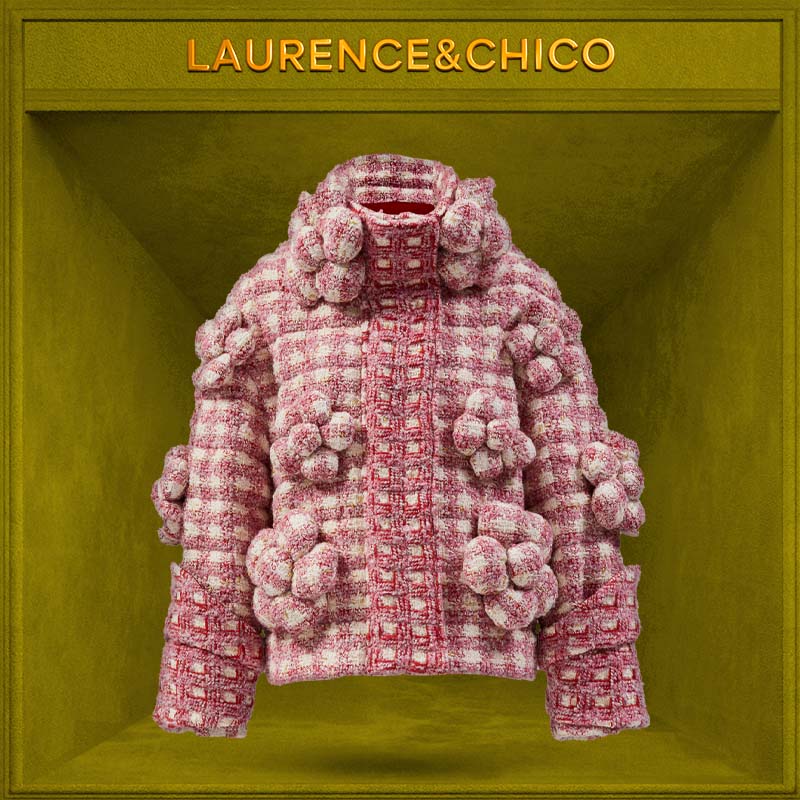 【秋冬新品】LC花花幼稚园菱格粗花呢棉服，粉色