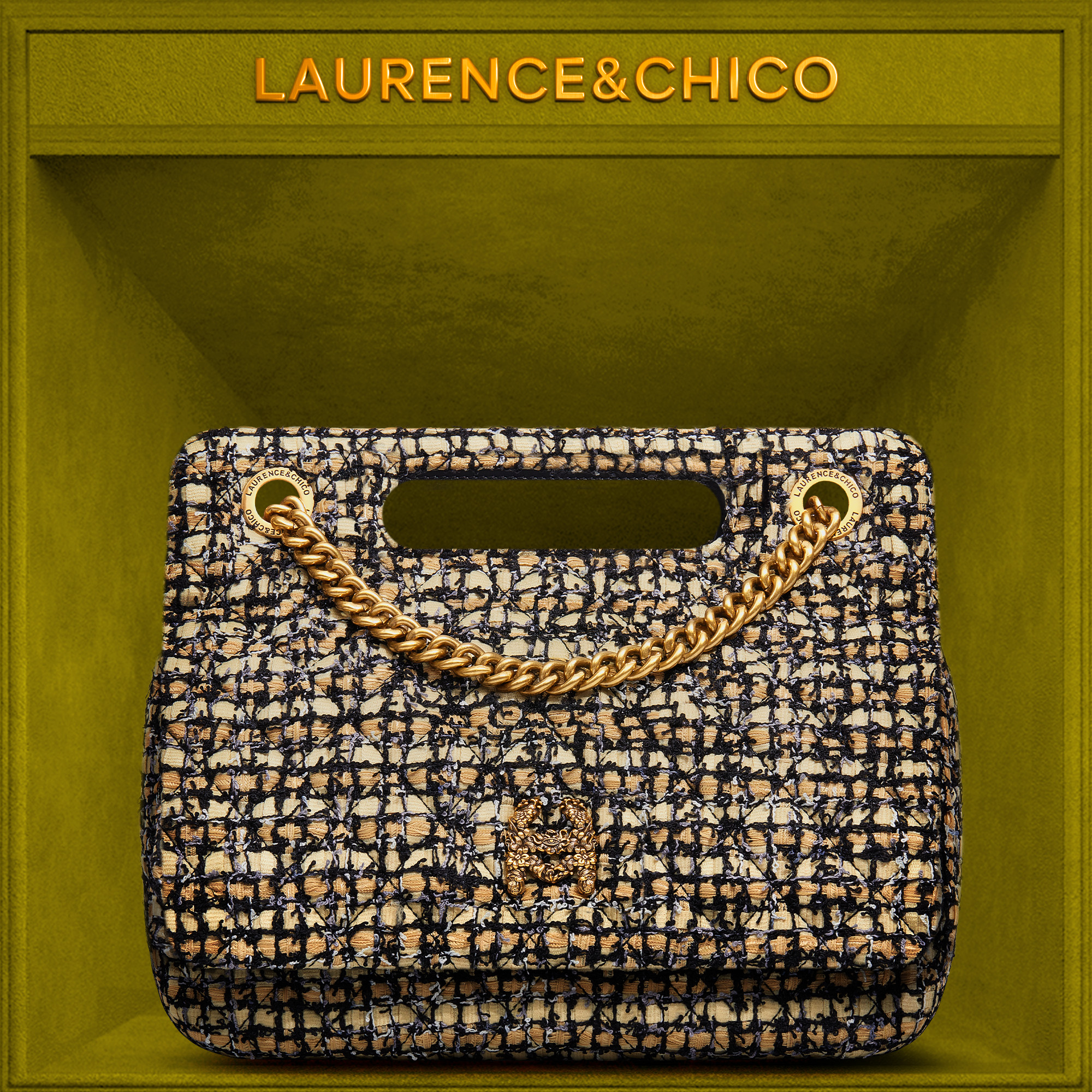 Laurence&Chico牛奶盒包黑粉色单肩斜挎小包