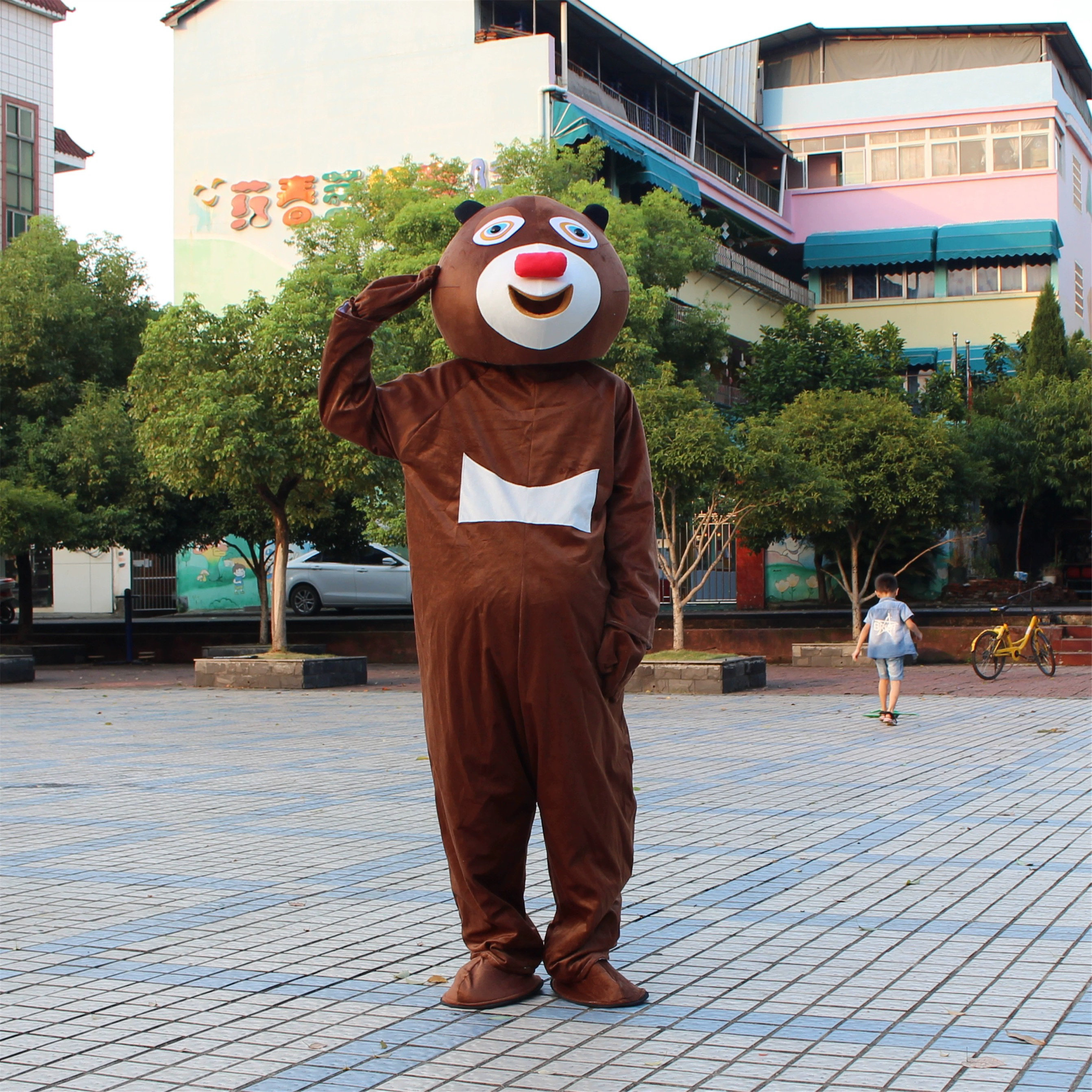 爆款熊大熊二人偶服人形行走cos服装光头强出租 人偶服装