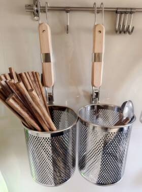 筷子筒壁挂式不锈钢沥水家用厨房通风防霉上墙刀叉勺收纳盒置物架