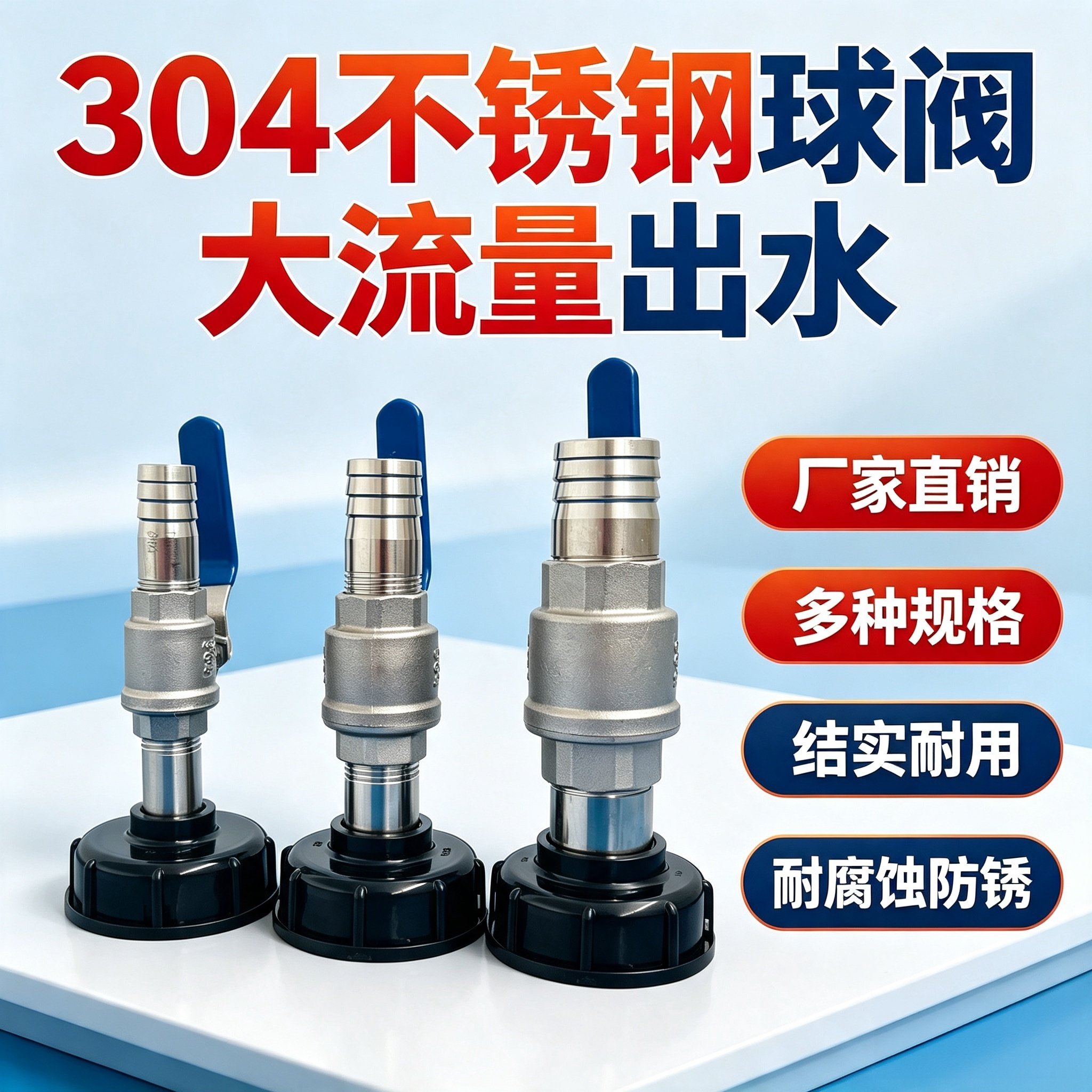 304钢吨桶出水口带阀门吨桶接头带开关吨桶转换接头