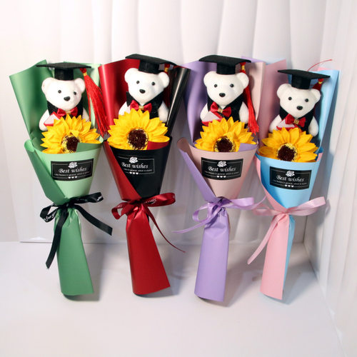 毕业季博士小熊向日葵香皂花束幼