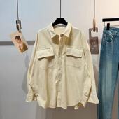爆米花专享～纯色翻领长袖 女春秋宽松休闲百搭上衣558 衬衫