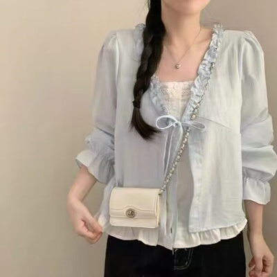 爆米花专享～春季新款韩系纯色宽松百搭长袖衬衫6219