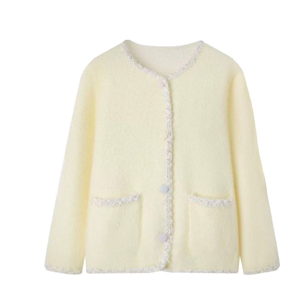 【小乐专享】小香风仿水貂绒毛衣外套女6988#