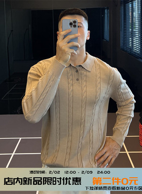 IRONTRAP编织麻花纹针织长袖男士弹力修身毛衣运动健身衣服秋冬季