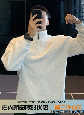 IRONTRAP320G重磅半拉链运动卫衣套头长袖T恤健身衣服男休闲秋冬