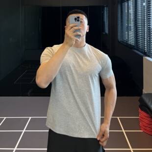 IRONTRAP索罗娜棉收袖口短袖男士短款修身T恤运动训练健身衣服夏