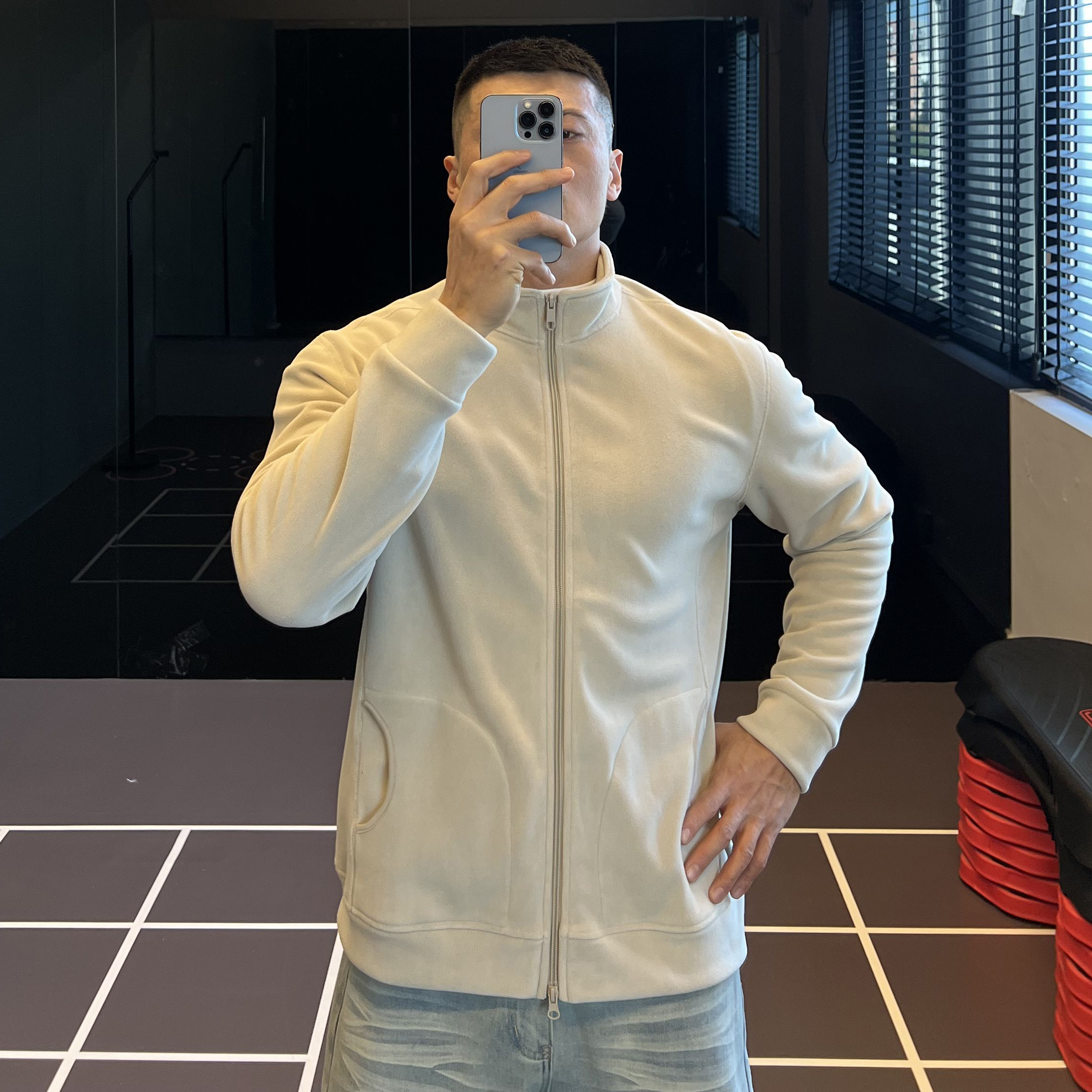 400G双面奥粒绒立领卫衣外套男士