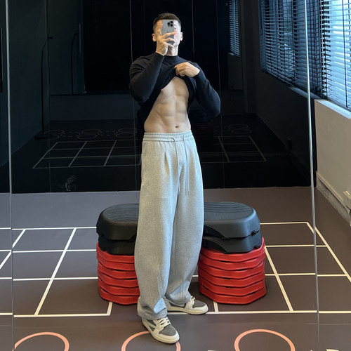 350G平纹空气层运动长裤男秋冬季