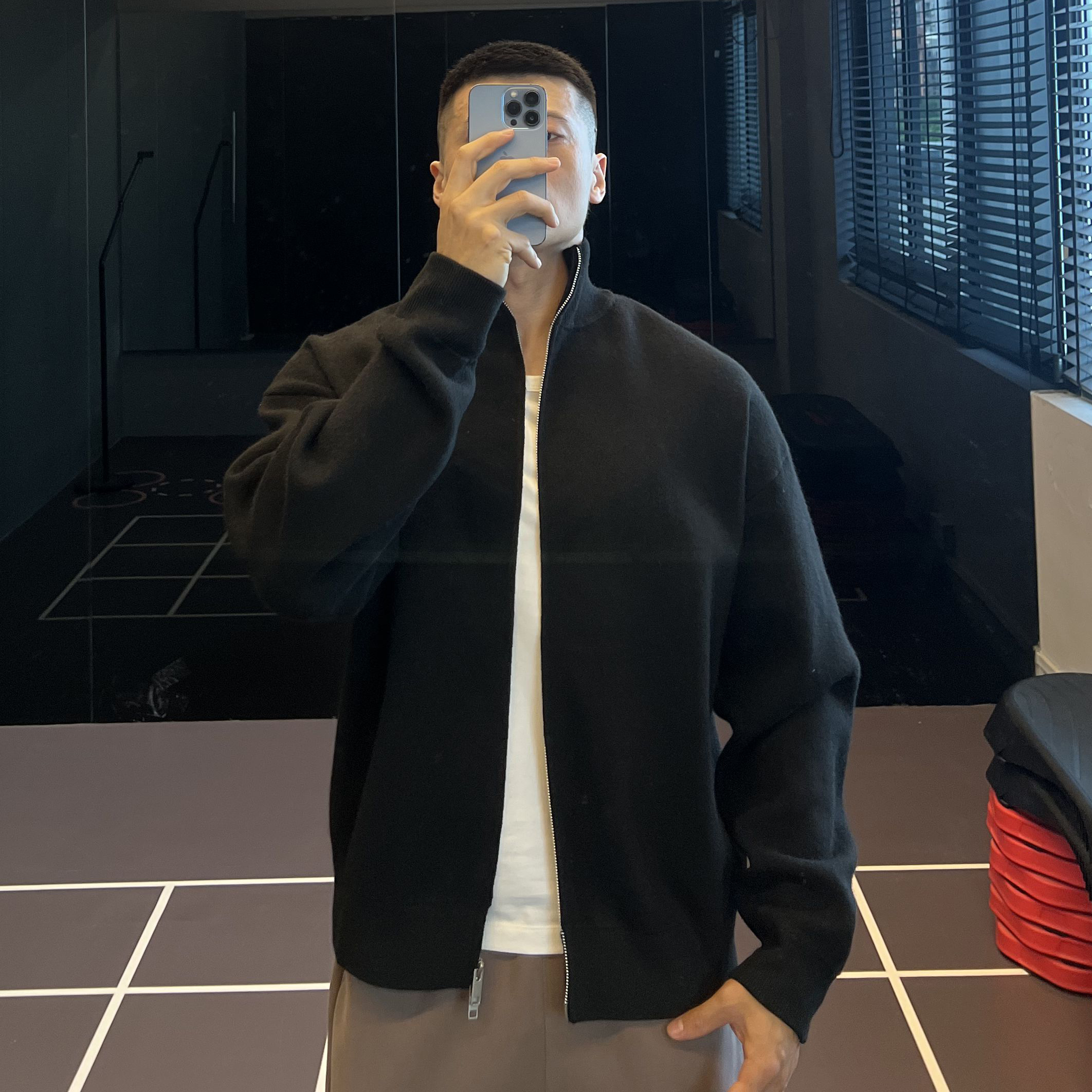 美式休闲半高领针织外套男士保暖