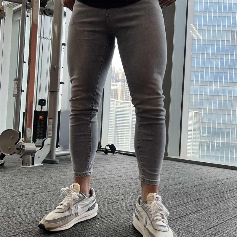 弹力健身牛仔裤破洞夏季irontrap