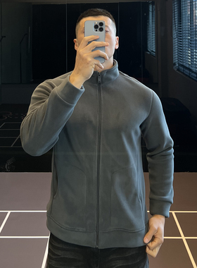 IRONTRAP摇粒绒保暖立领卫衣外套男士新款拉链开衫绒面夹克秋冬季