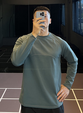 IRONTRAP云感纹抑菌户外运动T恤男圆领明线长袖速干健身衣服秋冬