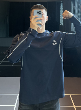 IRONTRAP户外运动明线长袖男t恤美式字母速干上衣健身衣服秋冬季