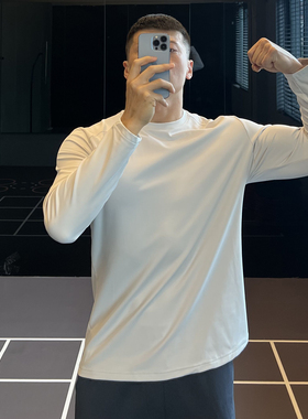 IRONTRAP无痕免烫抗皱长袖男T恤丝光弹力修身内搭上衣健身衣服秋