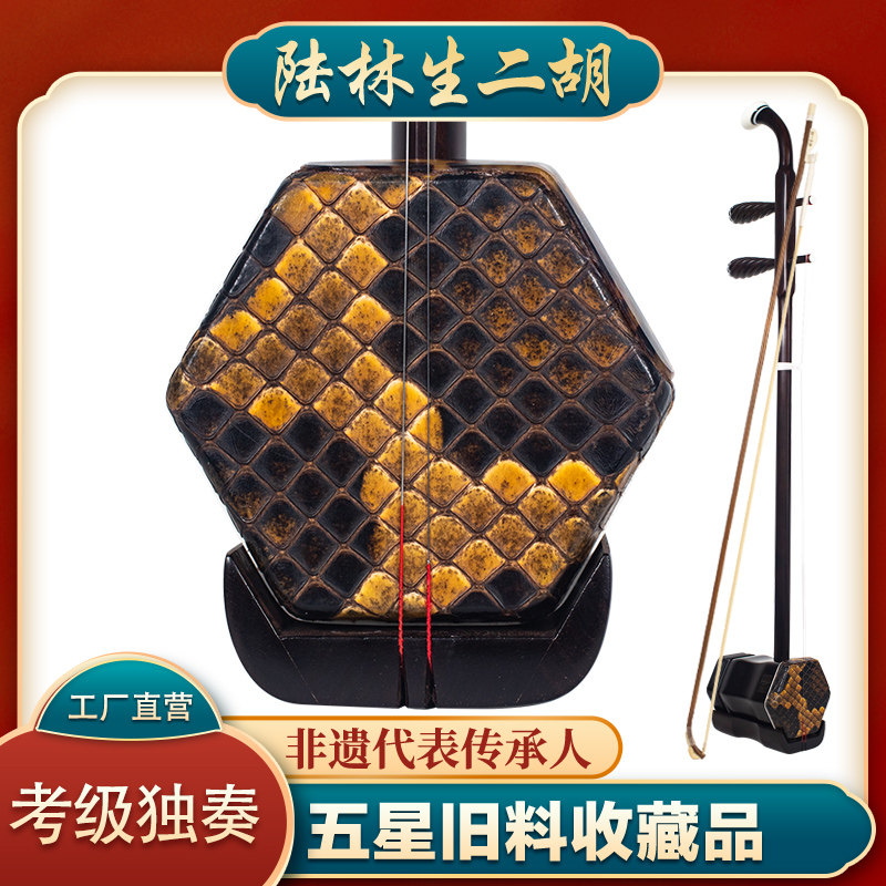 陆林生五星旧料老红木二胡收藏品专业演奏考级独奏型官方正品乐器