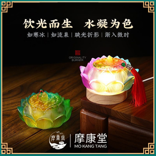 摩康堂琉璃莲花香薰炉创意仿古盘香檀香沉香卧香薰炉茶道家用室内