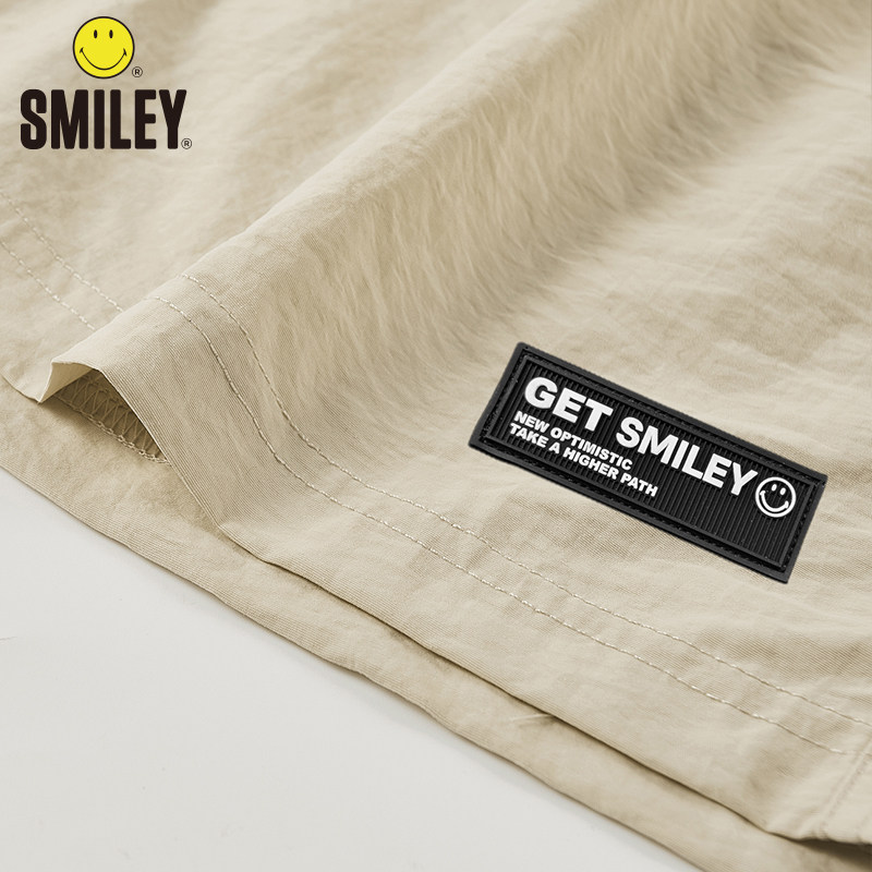 [SAME AS SHOPPING MALL] SMILEY SMILEY FACE 2024 SUMMER NEW CASUAL SHORTS MENS DRAWSTRING ELASTIC WAIST THIN TREND