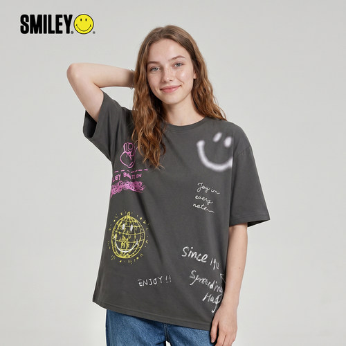 SMILEY高街涂鸦笑脸短袖T恤