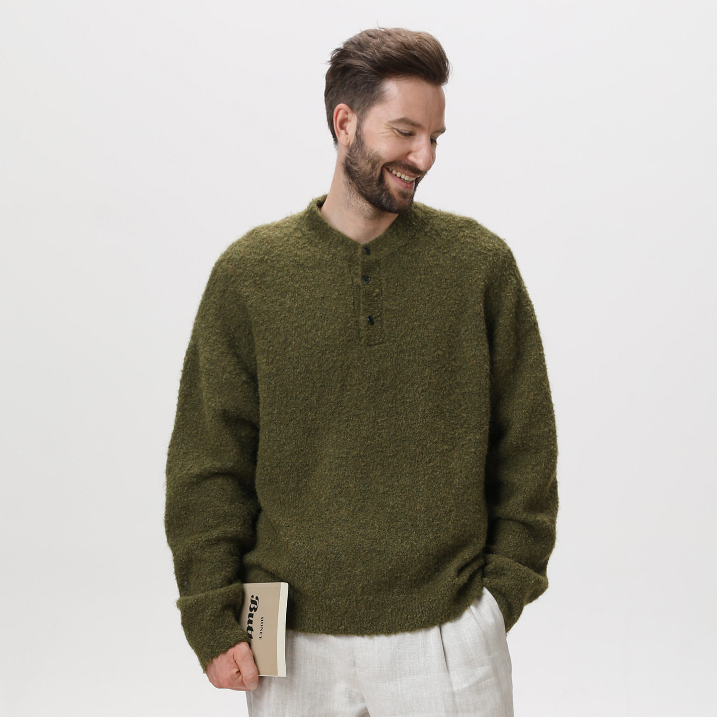 老钱风圈圈纱亨利领毛衣男秋冬款